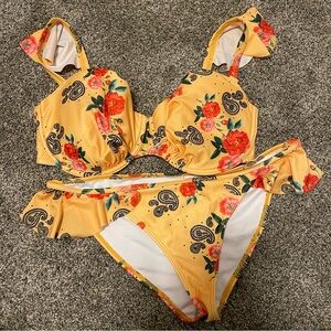 Flutter shoulder bikini set ASOS SWIM roses